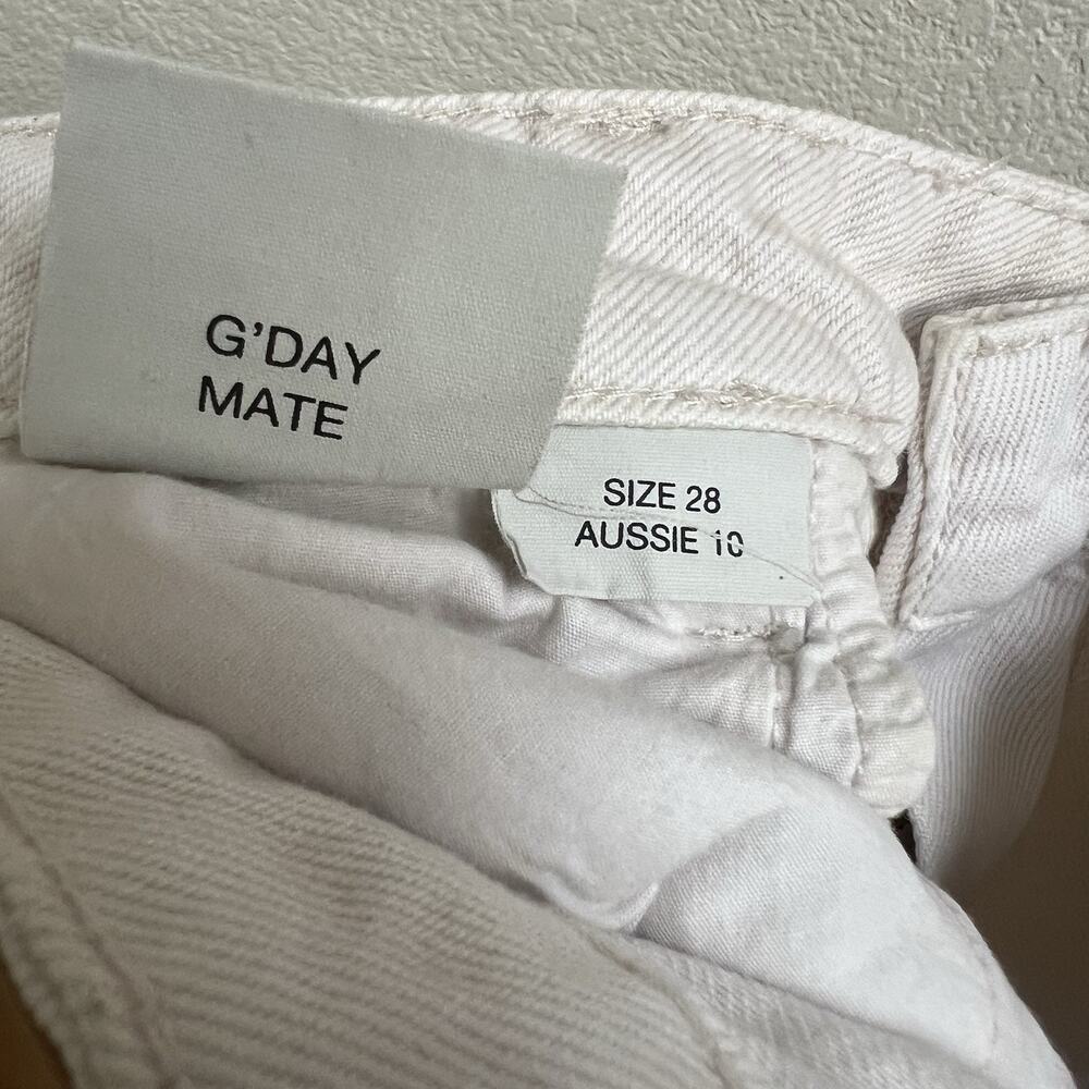 ROLLAS Original High Rise Straight Jeans Salt Color Cream Sz 28 Retro Pockets - Picture 9 of 10